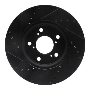 Honda Odyssey Brake Rotor (1) - Front Right - R1 Concepts - Drilled & Slotted - Black - `05-`10